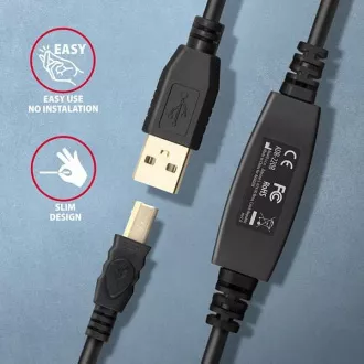 AXAGON ADR-220B, USB 2.0 A-M -> B-M aktív patch kábel, 20m