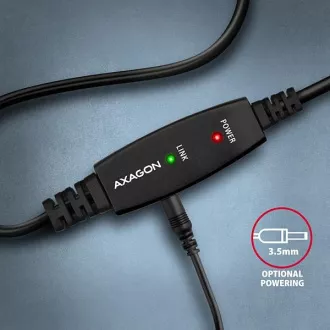 AXAGON ADR-220B, USB 2.0 A-M -> B-M aktív patch kábel, 20m
