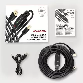 AXAGON ADR-220B, USB 2.0 A-M -> B-M aktív patch kábel, 20m
