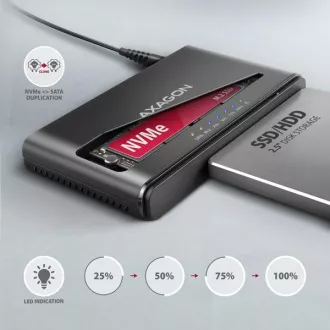 AXAGON ADSA-CC USB-C 10Gbps - NVMe M.2 SSD és SATA 2,5
