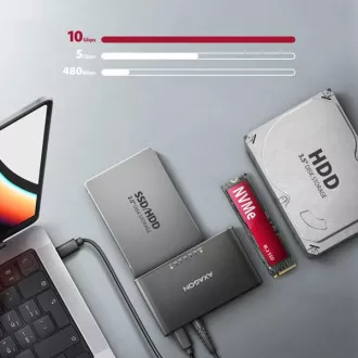 AXAGON ADSA-CC USB-C 10Gbps - NVMe M.2 SSD és SATA 2,5