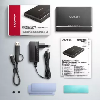 AXAGON ADSA-CC USB-C 10Gbps - NVMe M.2 SSD és SATA 2,5