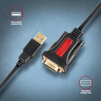 AXAGON ADS-1PSN, USB-A 2.0 - RS-232 DB9-M Prolific soros adapter / kábel 1.5m