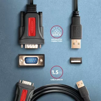 AXAGON ADS-1PSN, USB-A 2.0 - RS-232 DB9-M Prolific soros adapter / kábel 1.5m
