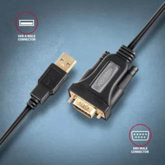 AXAGON ADS-1PQN, USB-A 2.0 - soros RS-232 DB9-M FTDI adapter / kábel 1.5m