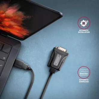AXAGON ADS-1PQN, USB-A 2.0 - soros RS-232 DB9-M FTDI adapter / kábel 1.5m