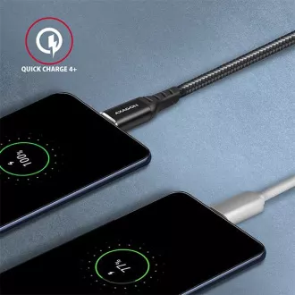 AXAGON BUCM-CM15AB, HQ kábel USB-C <-> USB-C, 1.5m, USB 2.0, PD 60W 3A, ALU, fonott, fekete