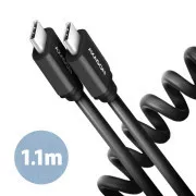 AXAGON BUCM-CM20TB, TWISTER kábel USB-C <-> USB-C, 1.1m, USB 2.0, PD 60W 3A, ALU, tpe, fekete