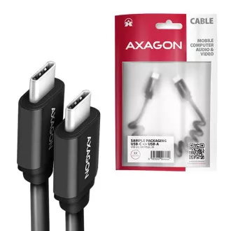 AXAGON BUCM-CM20TB, TWISTER kábel USB-C <-> USB-C, 1.1m, USB 2.0, PD 60W 3A, ALU, tpe, fekete