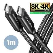 AXAGON BUCM4X-CM10AB NewGEN  kábel USB-C <-> USB-C, 1m, USB4 Gen 3×2, PD 240W 5A, 8K HD, ALU, fonott, fekete