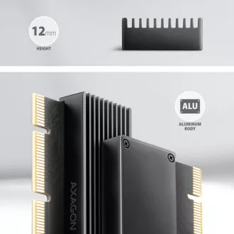 AXAGON PCEM2-XS, PCIe x16 - M.2 NVMe M-key slot adapter, ház hűtőbordával a passzív hűtéshez