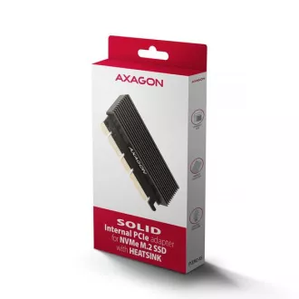 AXAGON PCEM2-XS, PCIe x16 - M.2 NVMe M-key slot adapter, ház hűtőbordával a passzív hűtéshez