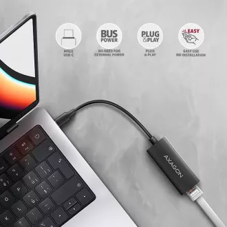 AXAGON ADE-ARC, USB-C 3.2 Gen 1 - Gigabit Ethernet hálózati kártya, Realtek 8153, automatikus telepítés