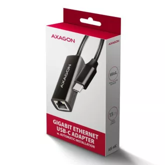 AXAGON ADE-ARC, USB-C 3.2 Gen 1 - Gigabit Ethernet hálózati kártya, Realtek 8153, automatikus telepítés
