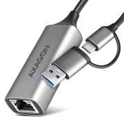 AXAGON ADE-TXCA, USB-C   USB-A 3.2 Gen 1 - Gigabit Ethernet hálózati kártya, Asix AX88179, automatikus telepítés