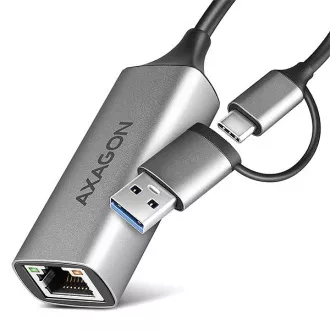 AXAGON ADE-TXCA, USB-C   USB-A 3.2 Gen 1 - Gigabit Ethernet hálózati kártya, Asix AX88179, automatikus telepítés