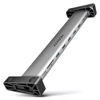 AXAGON HMC-10HLS, USB 5Gbps hub, 4x USB-A, HDMI 4k/60Hz, RJ-45 GLAN, SD/mSD, PD 100W, USB-C kábel 25cm