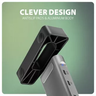 AXAGON HMC-10HLS, USB 5Gbps hub, 4x USB-A, HDMI 4k/60Hz, RJ-45 GLAN, SD/mSD, PD 100W, USB-C kábel 25cm
