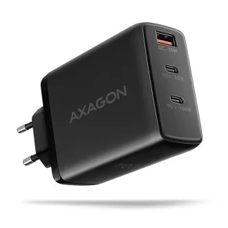 AXAGON ACU-DPQ100, GaN hálózati töltő 100W, 3x port (USB-A   dual USB-C), PD3.0/PPS/QC4 /Apple, fekete színben
