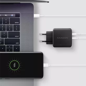 AXAGON ACU-PQ45 GaN hálózati töltő 45W, 2x port (USB-A   USB-C), PD3.0/PPS/QC4 /SFC 2.0/AFC/Apple