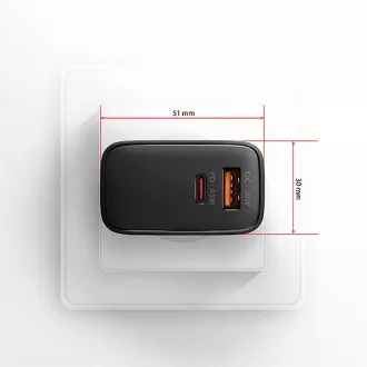 AXAGON ACU-PQ45 GaN hálózati töltő 45W, 2x port (USB-A   USB-C), PD3.0/PPS/QC4 /SFC 2.0/AFC/Apple