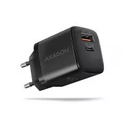 AXAGON ACU-PQ20, 20W-os hálózati töltő, 2x port (USB-A   USB-C), PD3.0/PPS/QC4 /AFC/Apple, fekete színben