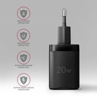 AXAGON ACU-PQ20, 20W-os hálózati töltő, 2x port (USB-A   USB-C), PD3.0/PPS/QC4 /AFC/Apple, fekete színben