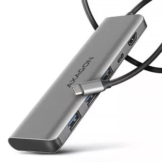 AXAGON HMC-5H, USB 5Gbps hub, 3x USB-A, HDMI 4k/30Hz, PD 100W, USB-C kábel 100cm