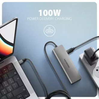AXAGON HMC-5H, USB 5Gbps hub, 3x USB-A, HDMI 4k/30Hz, PD 100W, USB-C kábel 100cm