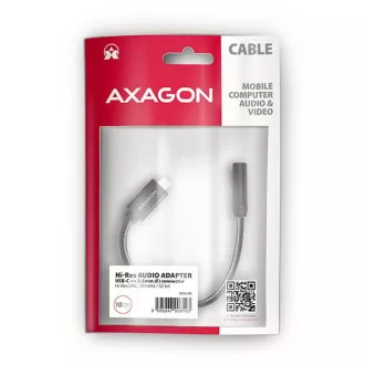 AXAGON ADA-HC, USB-C 3,5 mm-es jack csatlakozóra - Hi-Res DAC audio adapter, 384kHz/32bit, sztereó