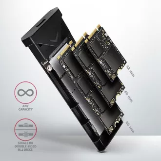 AXAGON EEM2-UB2, USB-C 10Gbps - M.2 NVMe SSD ARROW doboz, fekete