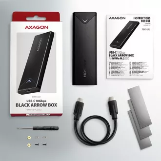 AXAGON EEM2-UB2, USB-C 10Gbps - M.2 NVMe SSD ARROW doboz, fekete