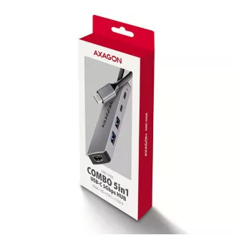 AXAGON HMC-5H60, USB 5Gbps hub, portok 2x USB-A, 1x USB-C, HDMI 4k/60, PD 100W, USB-C kábel 15cm