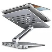 AXAGON HMC-STND, állvány 10"-17" laptopokhoz, USB 5Gbps hub, 3x USB-A, HDMI 4k/60Hz, RJ-45, PD 100W, USB-C kábel 60cm - Használt