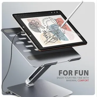 AXAGON HMC-STND, állvány 10"-17" laptopokhoz, USB 5Gbps hub, 3x USB-A, HDMI 4k/60Hz, RJ-45, PD 100W, USB-C kábel 60cm - Használt