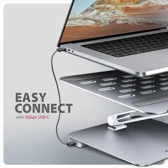 AXAGON HMC-STND, állvány 10"-17" laptopokhoz, USB 5Gbps hub, 3x USB-A, HDMI 4k/60Hz, RJ-45, PD 100W, USB-C kábel 60cm - Használt