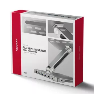 AXAGON HMC-STND, állvány 10"-17" laptopokhoz, USB 5Gbps hub, 3x USB-A, HDMI 4k/60Hz, RJ-45, PD 100W, USB-C kábel 60cm AXAGON HMC-STND, állvány 10"-17" laptopokhoz, USB 5Gbps hub, 3x USB-A, HDMI 4k/60Hz, RJ-45, PD 100W, USB-C kábel 60cm