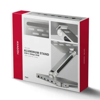 AXAGON HMC-STND, állvány 10"-17" laptopokhoz, USB 5Gbps hub, 3x USB-A, HDMI 4k/60Hz, RJ-45, PD 100W, USB-C kábel 60cm - Használt