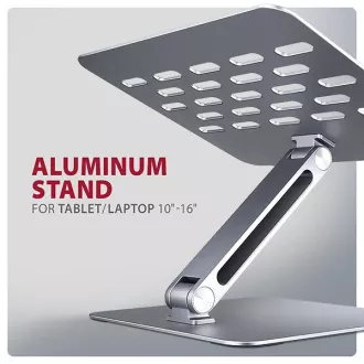AXAGON STND-LQ alumínium HQ laptop állvány 10"-17,3" állítható magasságban és szögben, szürke színben