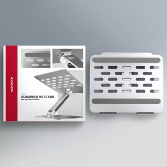 AXAGON STND-LQ alumínium HQ laptop állvány 10"-17,3" állítható magasságban és szögben, szürke színben