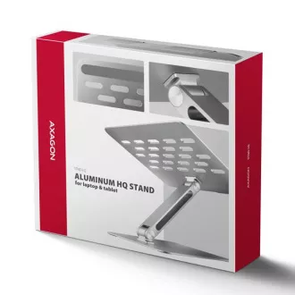 AXAGON STND-LQ alumínium HQ laptop állvány 10"-17,3" állítható magasságban és szögben, szürke színben