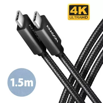 AXAGON BUCM32-CM15AB, SPEED  kábel USB-C <-> USB-C, 1.5m, USB 20Gbps, PD 100W 5A, 4K HD, ALU, fonott, fekete