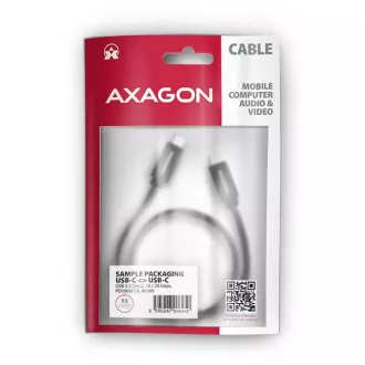 AXAGON BUCM32-CM15AB, SPEED  kábel USB-C <-> USB-C, 1.5m, USB 20Gbps, PD 100W 5A, 4K HD, ALU, fonott, fekete