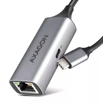 AXAGON ADE-TXPD, USB-C 3.2 Gen 1 - Gigabit Ethernet hálózati kártya, Asix AX88179, PD 100W, automatikus telepítés