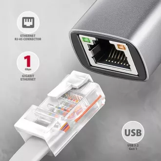 AXAGON ADE-TXPD, USB-C 3.2 Gen 1 - Gigabit Ethernet hálózati kártya, Asix AX88179, PD 100W, automatikus telepítés