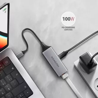 AXAGON ADE-TXPD, USB-C 3.2 Gen 1 - Gigabit Ethernet hálózati kártya, Asix AX88179, PD 100W, automatikus telepítés