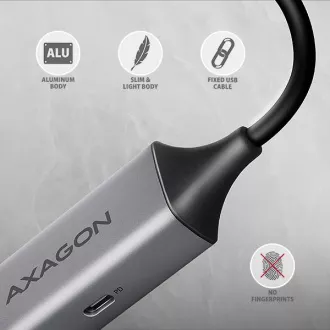 AXAGON ADE-TXPD, USB-C 3.2 Gen 1 - Gigabit Ethernet hálózati kártya, Asix AX88179, PD 100W, automatikus telepítés
