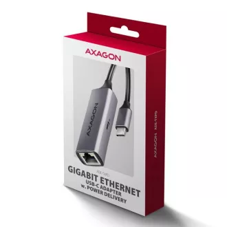 AXAGON ADE-TXPD, USB-C 3.2 Gen 1 - Gigabit Ethernet hálózati kártya, Asix AX88179, PD 100W, automatikus telepítés