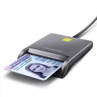 AXAGON CRE-SM3T, USB-A FlatReader érintőkártya olvasó Smart card (eObčanka), kábel 1,3m