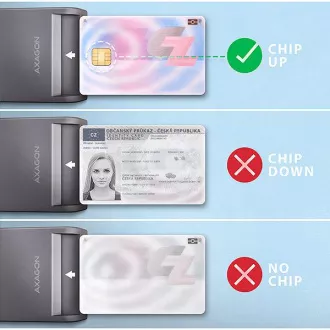 AXAGON CRE-SM3T, USB-A FlatReader érintőkártya olvasó Smart card (eObčanka), kábel 1,3m